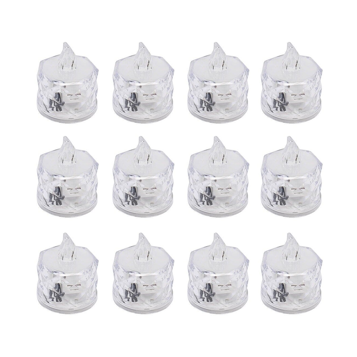 12 Pcs Flameless and Smokeless Decorative Acrylic Candles Transparent Led Tea Light Candle for Gifting, House, Diwali, Christmas, Festival, Events Decor Candles 12 Pcs Flameless and Smokeless Decorative Acrylic Candles Transparent Led Tea Light Candle for Gifting, House, Diwali, Christmas, Festival, Events Decor Candles